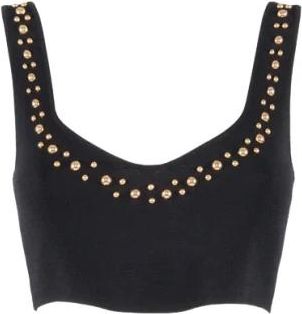 Nenette Zwart Top met Hartvormige Halslijn en Studs - Dames - Tops zonder mouwen - Zwart - S - Tops