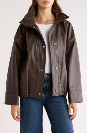 R&oacute;he Reinvented Leather Jacket in Earth at Nordstrom, Size 6 Us