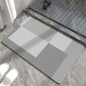 No Brand Tappetino Da Bagno In Terra Diatomacea 50x80 Cm, Ad Asciugatura Rapida, Antiscivolo, Dal Design Quadrato Semplice Con Propriet&agrave; Super Assorbenti