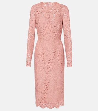 Dolce & Gabbana 長袖ミニドレス ピンク an/アン】襟付き/ レース/ 七分袖/ 長袖/ 袖あり/ マーメイド