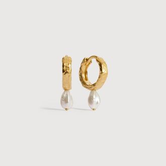 Monica Vinader Gold Capri Pearl Huggie Earrings Pearl
