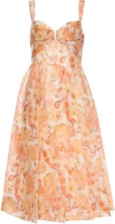 Zimmermann Rebellion Drape Midi Dress Golden Bloom