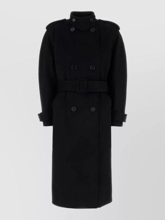 Chlo&eacute; wool coat belted waist long epaulettes