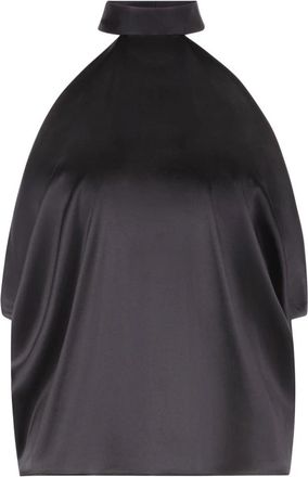 Nina Ricci Halterneck Zijden Satijnen Top - Dames - Blouses - Zwart - S - Satijn - Overhemden