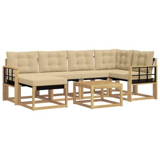 vidaXL Conjunto De Sof&aacute;s De Exterior Con Coj&iacute;n 7 Pcs Y Beige Vidaxl