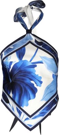 Retrof&ecirc;te Jamie floral-print scarf top - Blue
