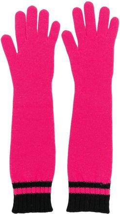 Alberta Ferretti ribbed-knit long-length gloves - women - Cashmere/Virgin Wool - S - Pink