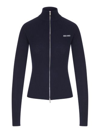 Miu Miu RIBBED ZIP-UP CARDIGAN - Miu Miu - Woman