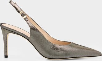 Stuart Weitzman 75mm Stuart Power Leather Noir Slingback Pumps