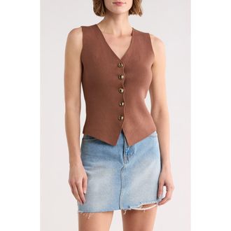 Blu Pepper Button-Up Vest in Brown at Nordstrom Rack, Size Medium