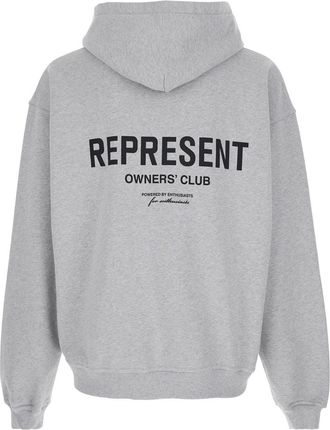 Represent Mens Zip-Up Hoodie Grey Cotton Sweatshirts Sweater