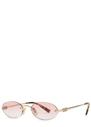 Miu Miu Rimless Oval-frame Sunglasses - Pink - One Size
