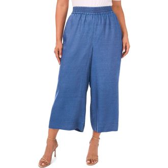 Vince Camuto Smocked Waist Crop Wide Leg Pants in Chambray Blue at Nordstrom Rack, Size 2X