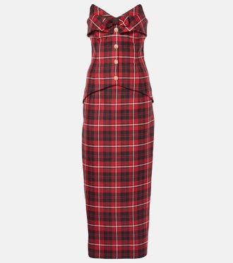 Alessandra Rich Tartan wool midi dress