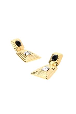Alessandra Rich Womens Gold Metal Earrings Blackcrygold Orecchini