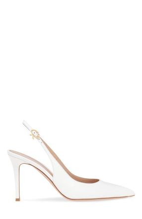 Gianvito Rossi Ribbon Sling 85 in White Nappa at Nordstrom, Size 41.5