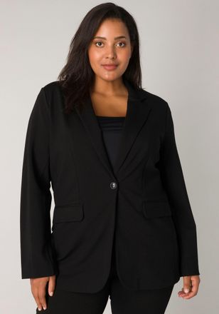 Base Level Curvy Jerseyblazer BASE LEVEL CURVY, Damen, Gr. 54 (56), schwarz, Web, Obermaterial: 65% Viskose, 30% Nylon, 5% Elasthan, unifarben, regular fit h&uuml;ftbedecke