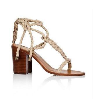Zimmermann Woven Leather Beige Tie Heel Link Sandals Size 39