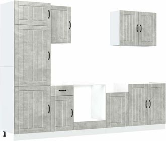 vidaXL Vidaxl - Mueble Cocina Lucca Gris Hormig&oacute;n 7 Pzas Madera Contrachapada
