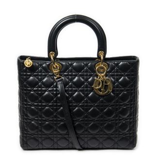 Dior Pre-owned Womens Large Lady Zip Shoulder Bag - Black - One Size