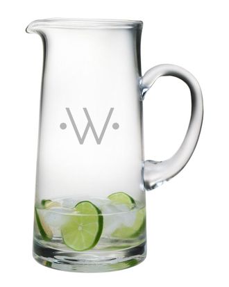 SUSQUEHANNA GLASS Monogrammed 60Oz Dot Tankard Pitcher, (A-Z)