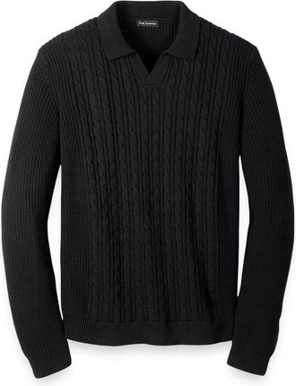 Paul Fredrick Cotton Cable V-neck Polo