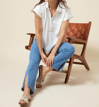 Lyssé Britt Flare Split Ankle Denim Jean In Bleached Blue