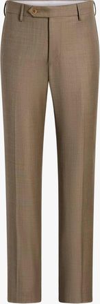Zanella Mens Parker Flat Front Sharkskin Wool Trouser In Light Beige