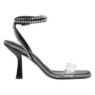Estro & Luminara Black Heeled Sandals with Rhinestones - female - Estro - High Heel Sandals - Black - 3 UK - Shoes