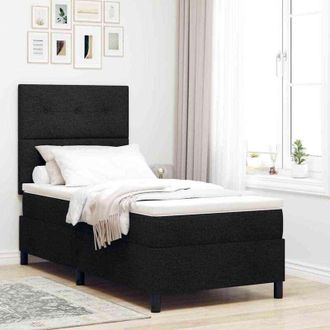 vidaXL Cama Tipo Box Spring Con Tiras Led Negro 90 X 190 Cm Tela Vidaxl