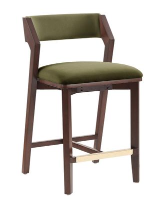 Manhattan Comfort Patricia Velvet Counter Stool With Beech Wood Legs