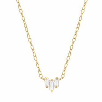 Hollywood Sensation Starling Dainty Necklace with Three Emerald Cut Cubic Zirconia Stones in Gold at Nordstrom