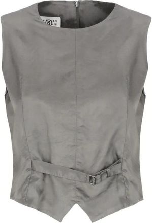 Maison Margiela Grijze Viscose Gilet met Banddetails - Dames - Gillet - Grijs - S - Kostuums