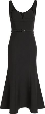 Roland Mouret Belted Crepe Midi Dress - Black - 12 (UK12 / M)