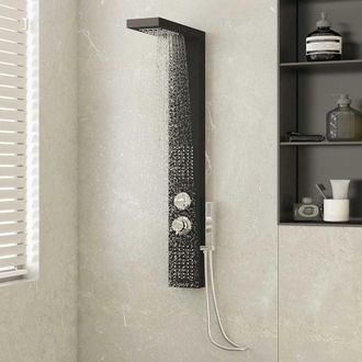 vidaXL Sistema De Panel De Ducha Aluminio Negro Vidaxl