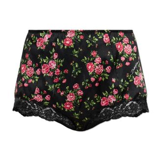 Dolce & Gabbana Bottoms, female, Black, Size: XL High-waisted Silk Briefs