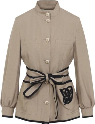 Valentino Caban Embroidered Logo VG Jacket - female - Valentino - Light Jackets - Brown - M - Jackets