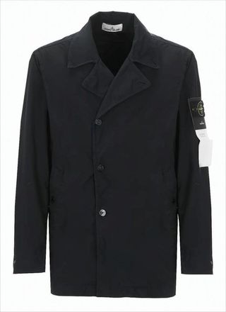 Stone Island Boxy Black Casual Jacket With Wide Collar