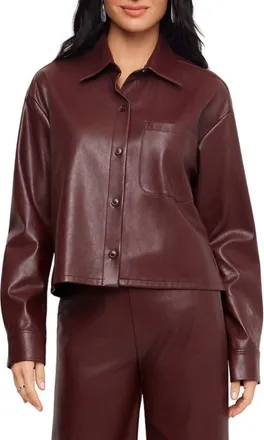 Karen Kane Faux Leather Buttoned Shirt Jacket in Wine at Nordstrom, Size X-Large