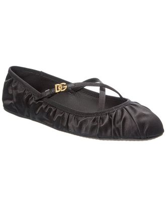 Dolce & Gabbana Logo Satin Flat