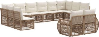 vidaXL Conjunto De Sof&aacute;s De Jard&iacute;n 12 Uds. Beige Y Blanco Crema Vidaxl