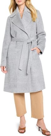 Nic+Zoe Wool Blend Belted Wrap Coat in Light Grey at Nordstrom, Size Xx-Large