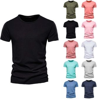 Generic HUIFUAO Mens Graphic T-Shirts Vintage Cotton Plus Size Short Sleeve Tops Sport Gym Running Muscleshirt Basic Solid Color Casual Pullover (Z01-Navy, 4X