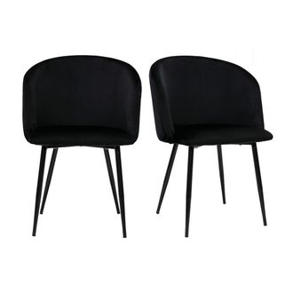 Miliboo Set De 2 Sillas De Dise&ntilde;o De Terciopelo Negro Vanity