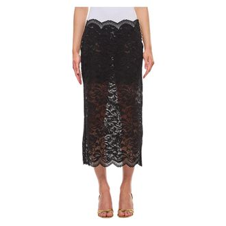 Paco Rabanne Midi Skirts, female, Black, Size: XS Lace Midi Skirt