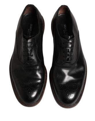Dolce & Gabbana Mens Black Calfskin Leather Oxford Dress Shoes Calf