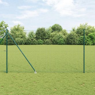 Berkfield Home Fence Posts Set Set of 14 Green Metal