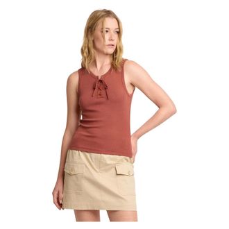 Kocca Sleeveless Tops, female, Orange, Size: XS Top a costine