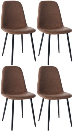 Clp Set de 4 sillas con patas de metal y asiento en simil cuero marr&oacute;n