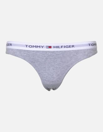 Tommy Hilfiger Womens Iconic Cotton Thong, Grey - Size: 12